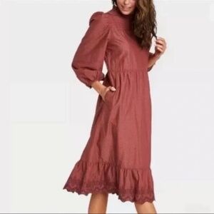 Universal Threads Prairie Cottagecore Midi Dress Sz XXL scallop hem ruffle